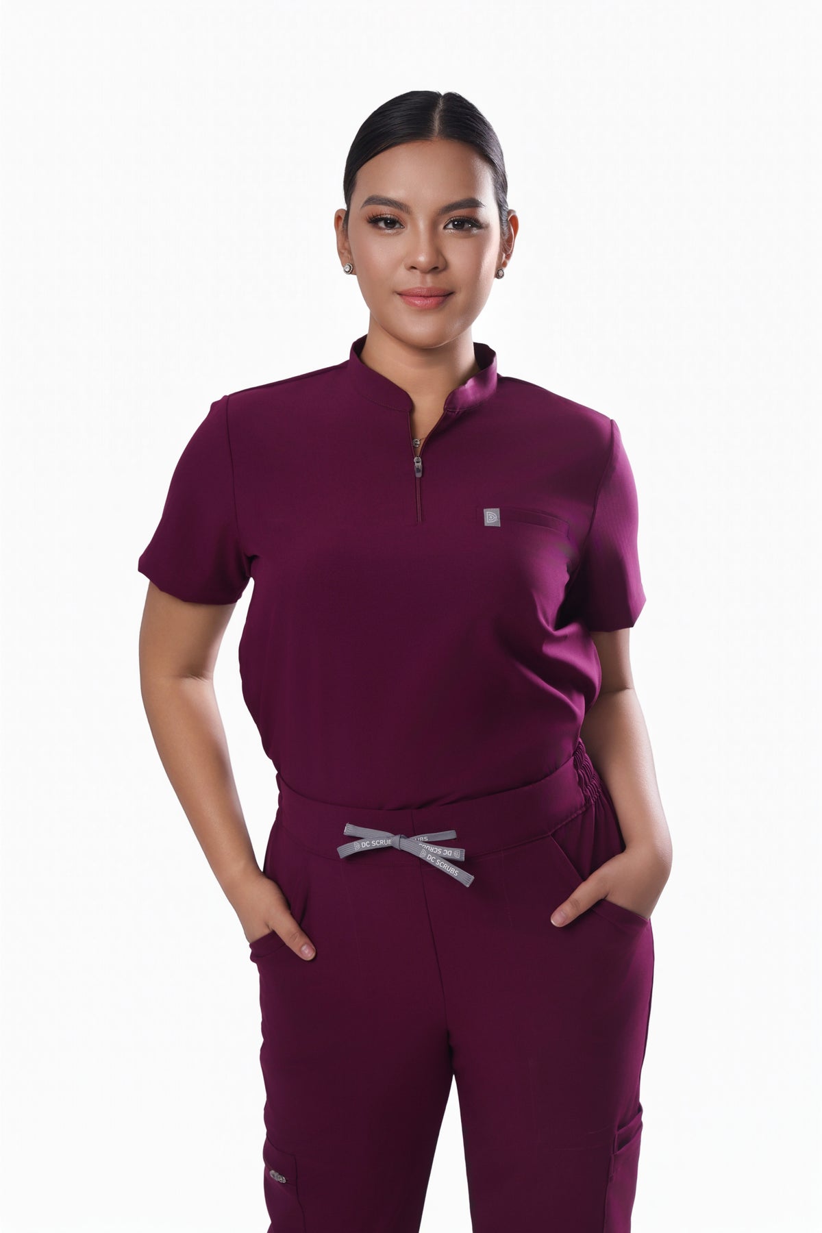Women’s Durasmooth Mandarin Zipper Shirt with Tapered Pants Set- Made to Order