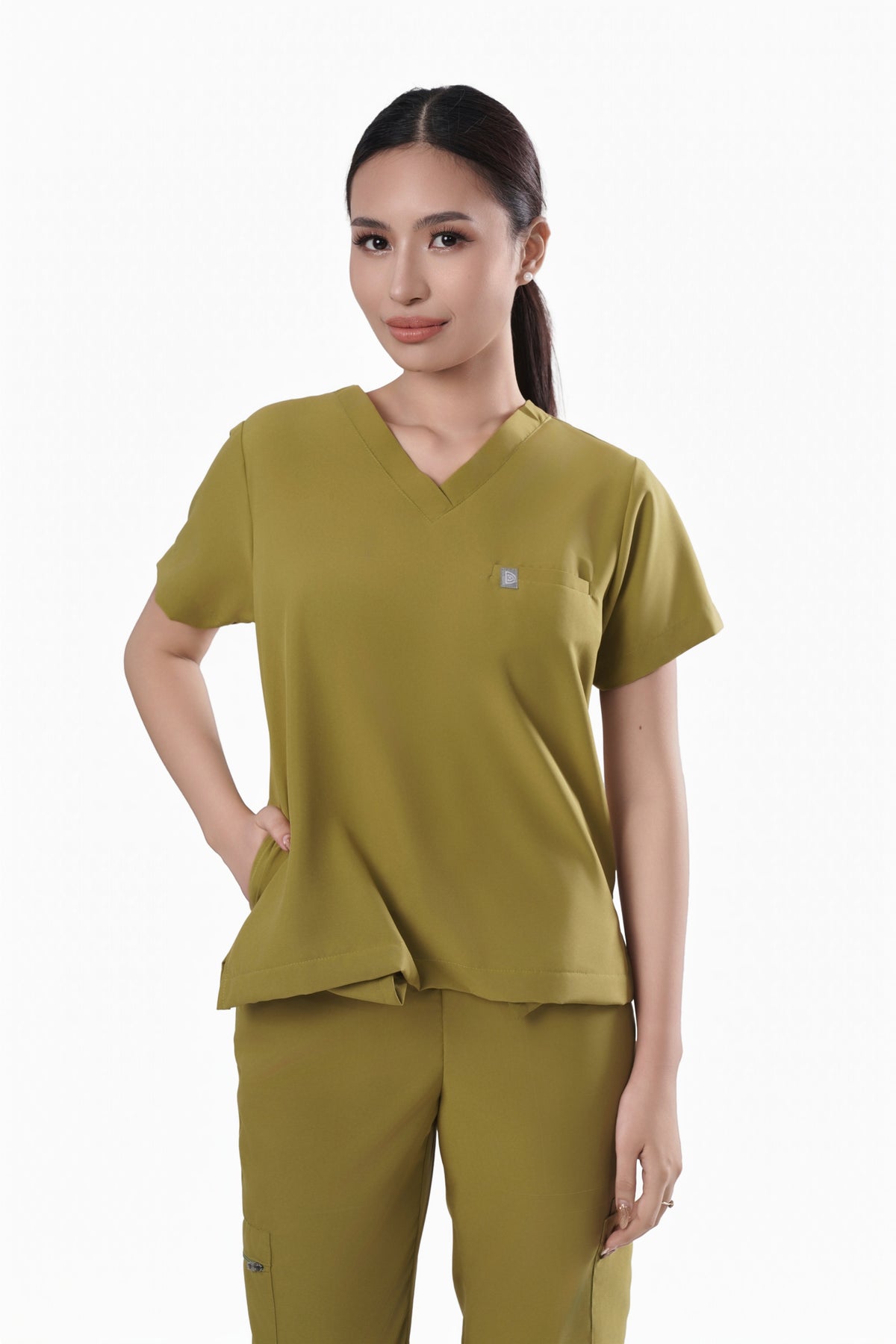 Women’s Durasmooth Hidden Pocket V-Neck and Garterized Tapered Pants Set- Made to Order